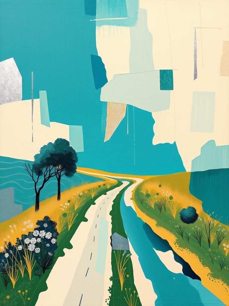 Mondrianesque Abstractions of Country Lane