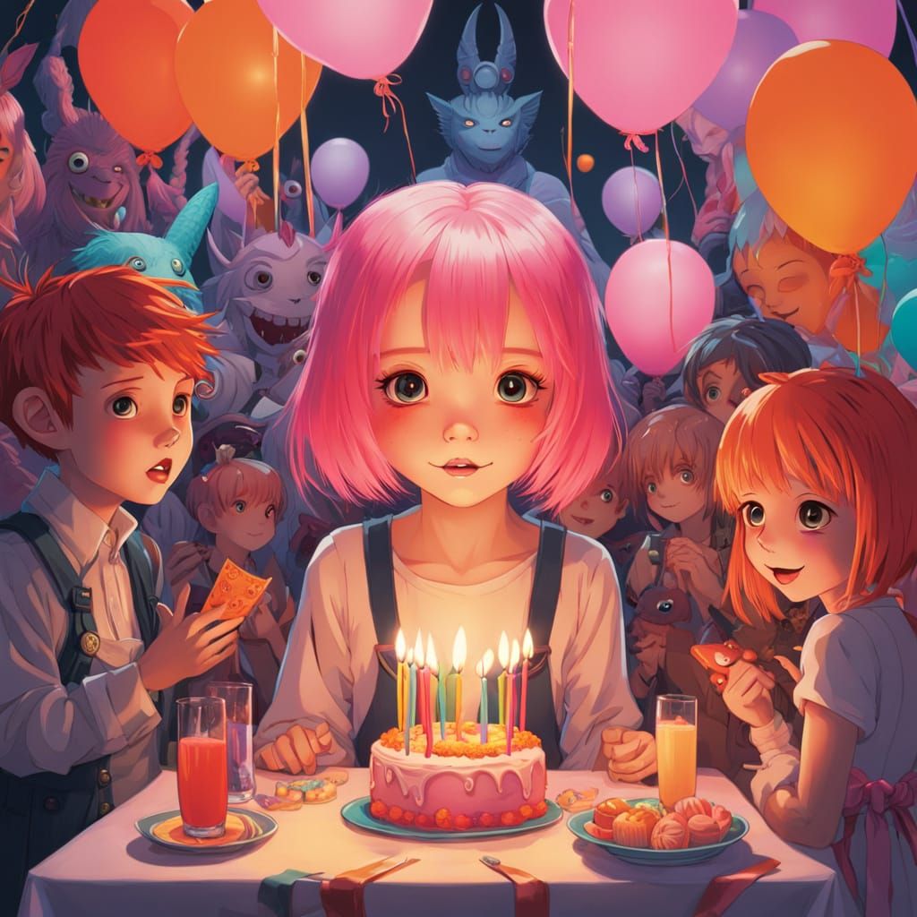 Anime Girl Birthday Party with Monsters in New Orleans