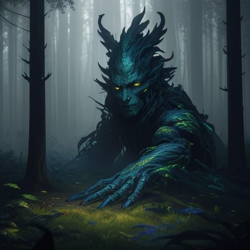 Shadowy Forest Creature in Oil Painting Style