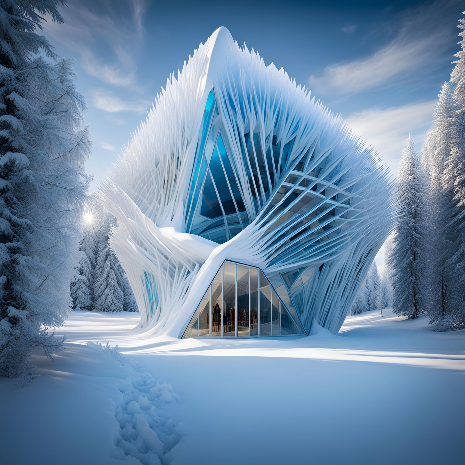 Futuristic Ice House Architecture in Abstract Cubism