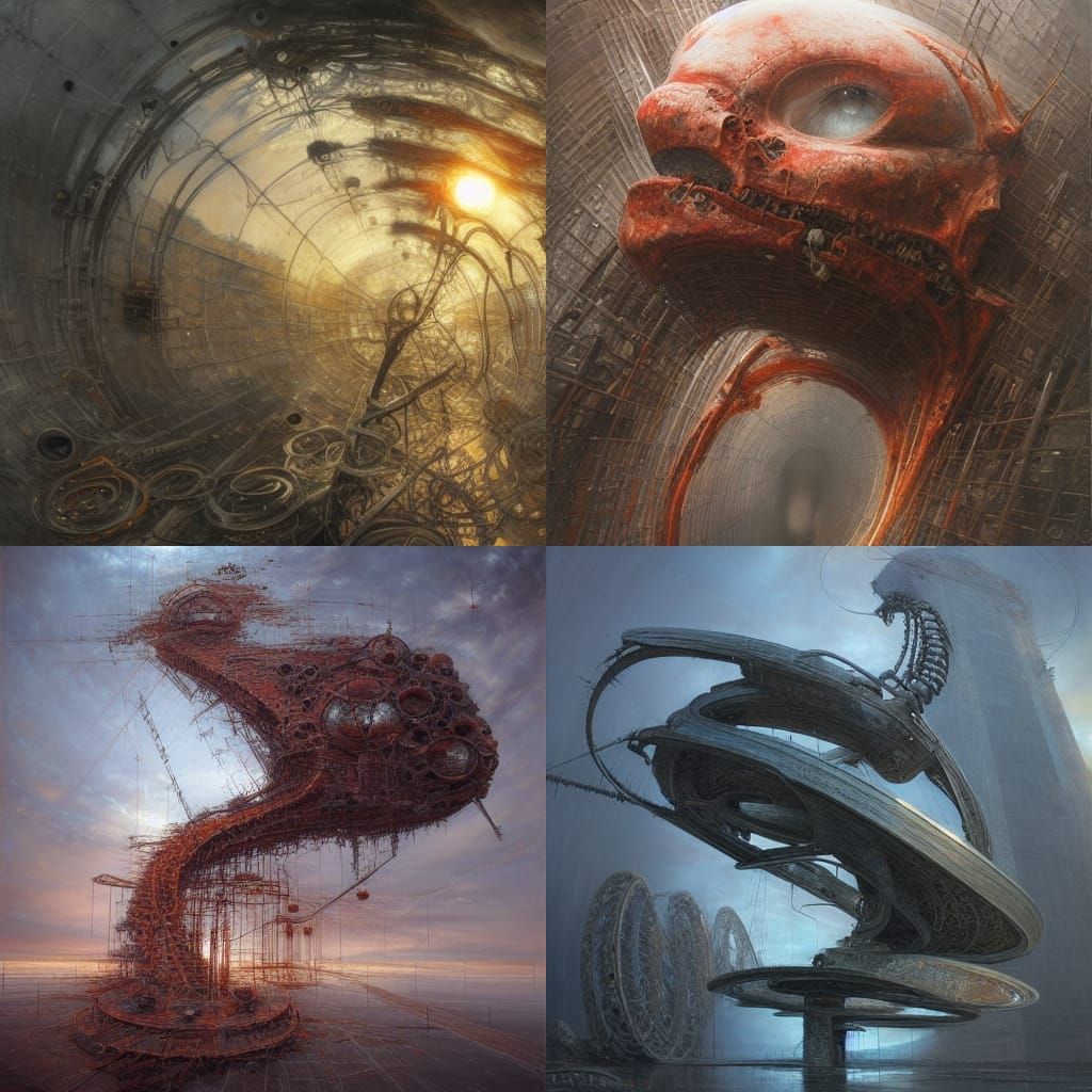 Fantastic Biomechanical Machines in Dark Fantasy Art