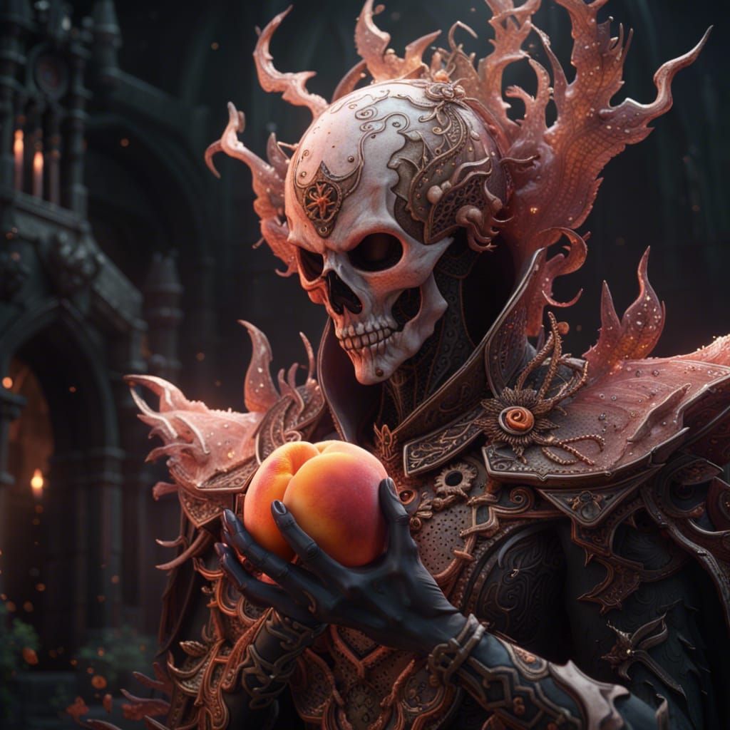 Peach Necromancer in Detailed Matte Painting Style