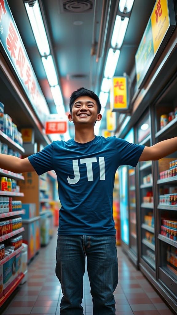 Joyful Convenience Store Scene in Taiwanese Setting