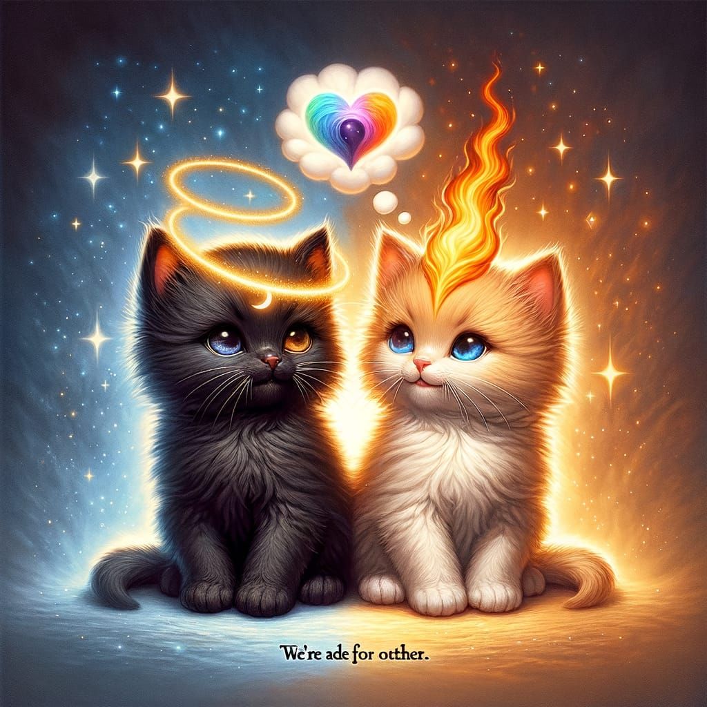 Twin Flame Kittens in Spiritual Harmony