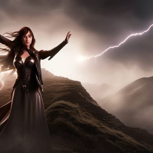 Dakota Johnson as a Witch: Lightning Storm Portrait
