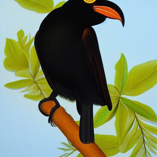 Montezuma Oropendola Portrait in Audubon Oil Painting Style