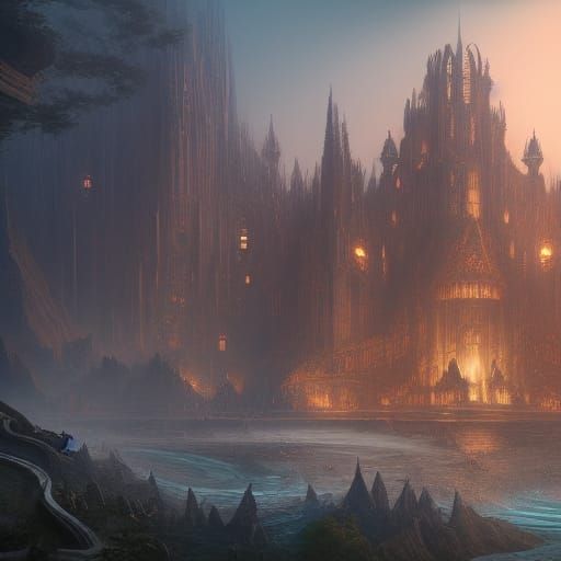 Fantastical Luxury Scene in Detailed Matte Painting