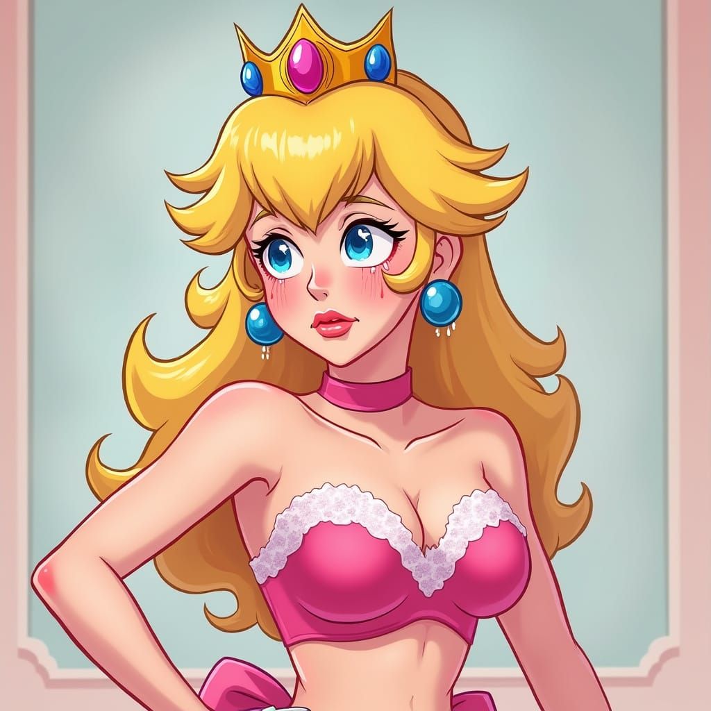 Elegant Cartoon Princess in Emotional Turmoil