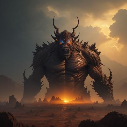 Colossal Sandstone Creature in Dark Fantasy Digital Art