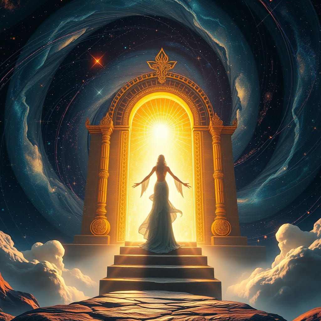 Goddess at Cosmic Portal: Fantasy Art