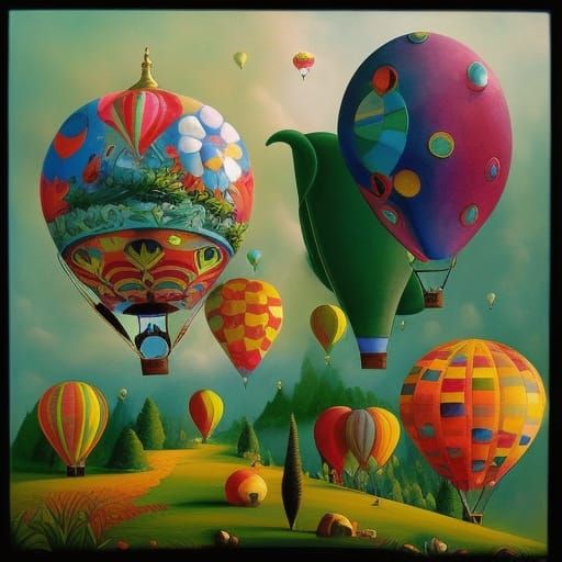 Watercolor Party Balloons in Fantasy Digital Art