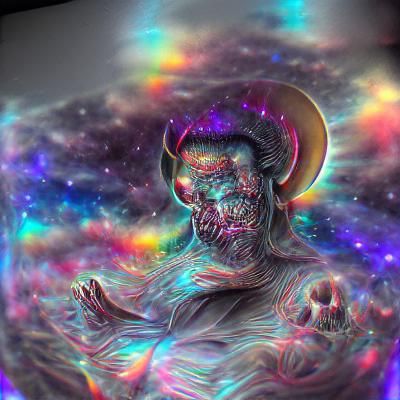 Evil Cosmic God in Astral Holographic Illustration