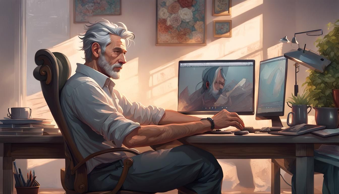 Relaxing Man Portrait in Digital Art Style