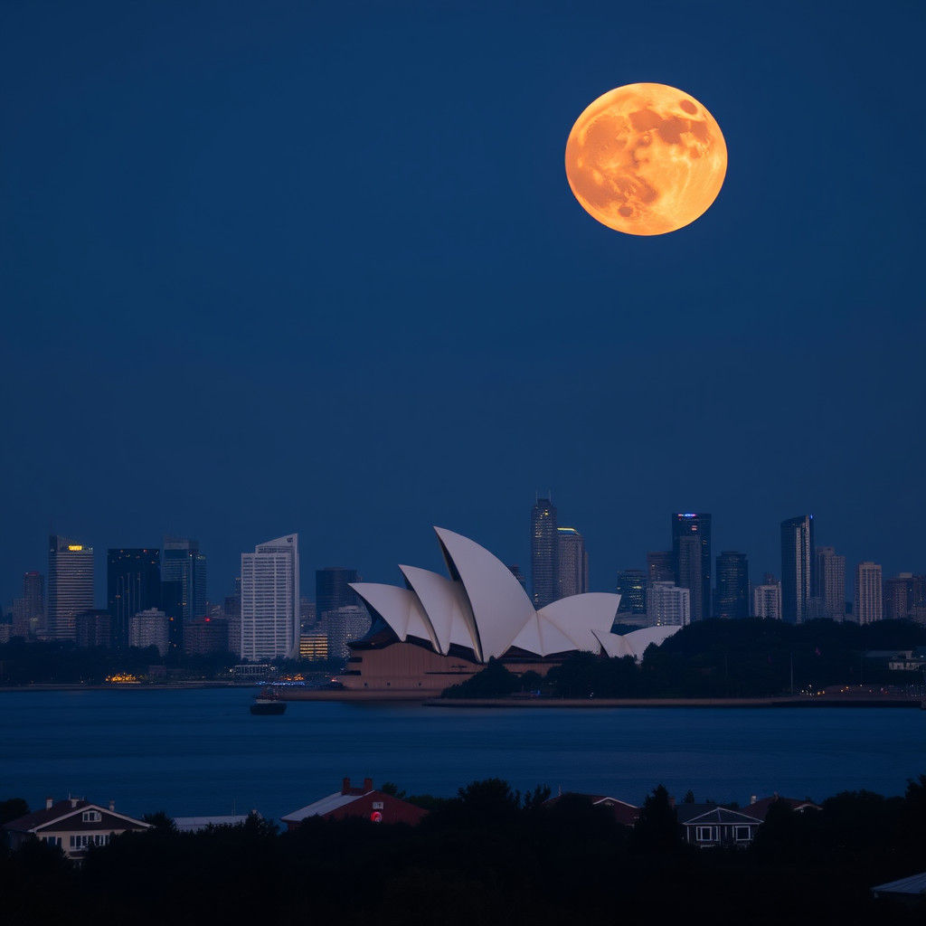Sydney Opera House Under a Blood Moon