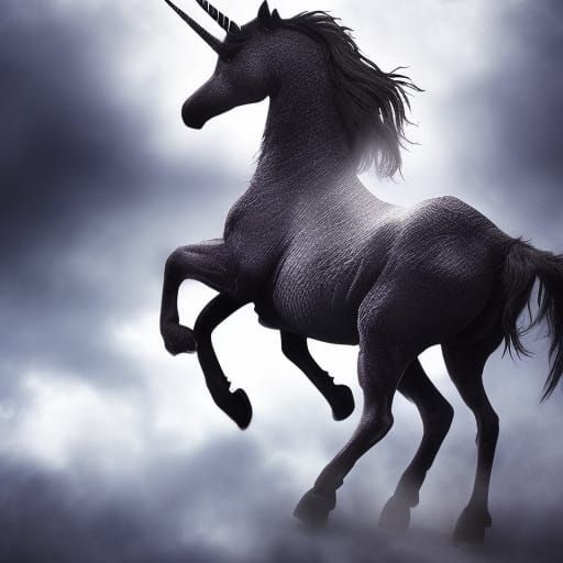 Epic Black Unicorn Digital Matte Painting