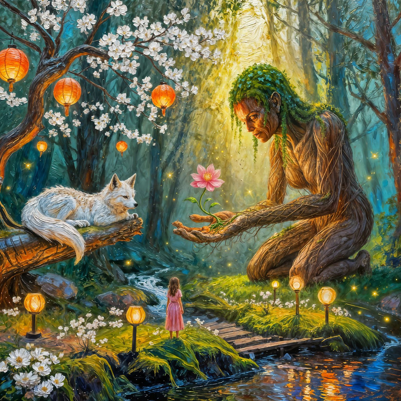 Vibrant Fox Painting with Textured Brushstrokes