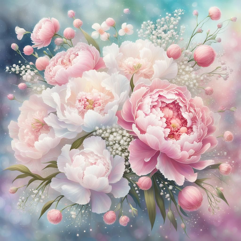 Lush Floral Bridal Bouquet in Dreamy Illustration