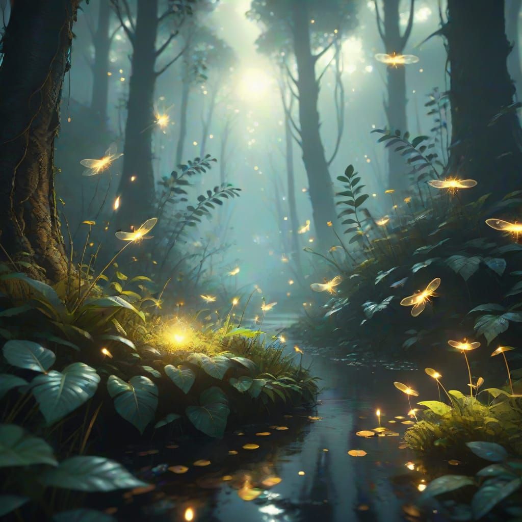 Mystical Forest Venule in Matte Painting Style