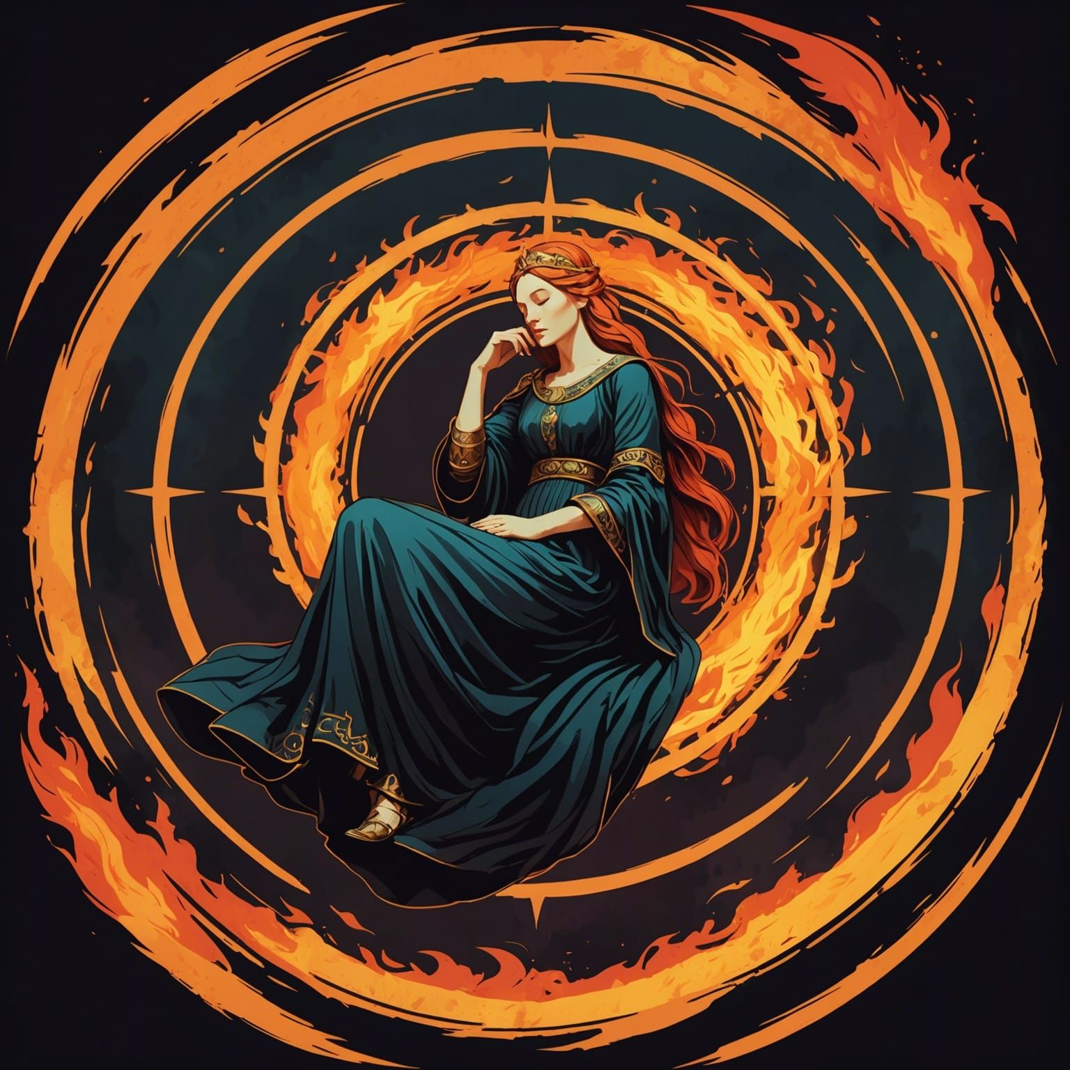 Brunhild Asleep in Ring of Fire