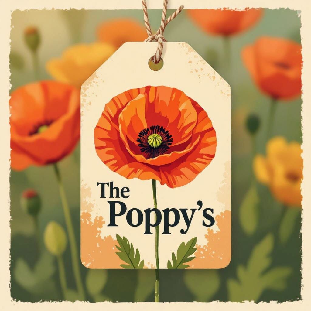 Colorful Poppy Flower Hang Tag Design