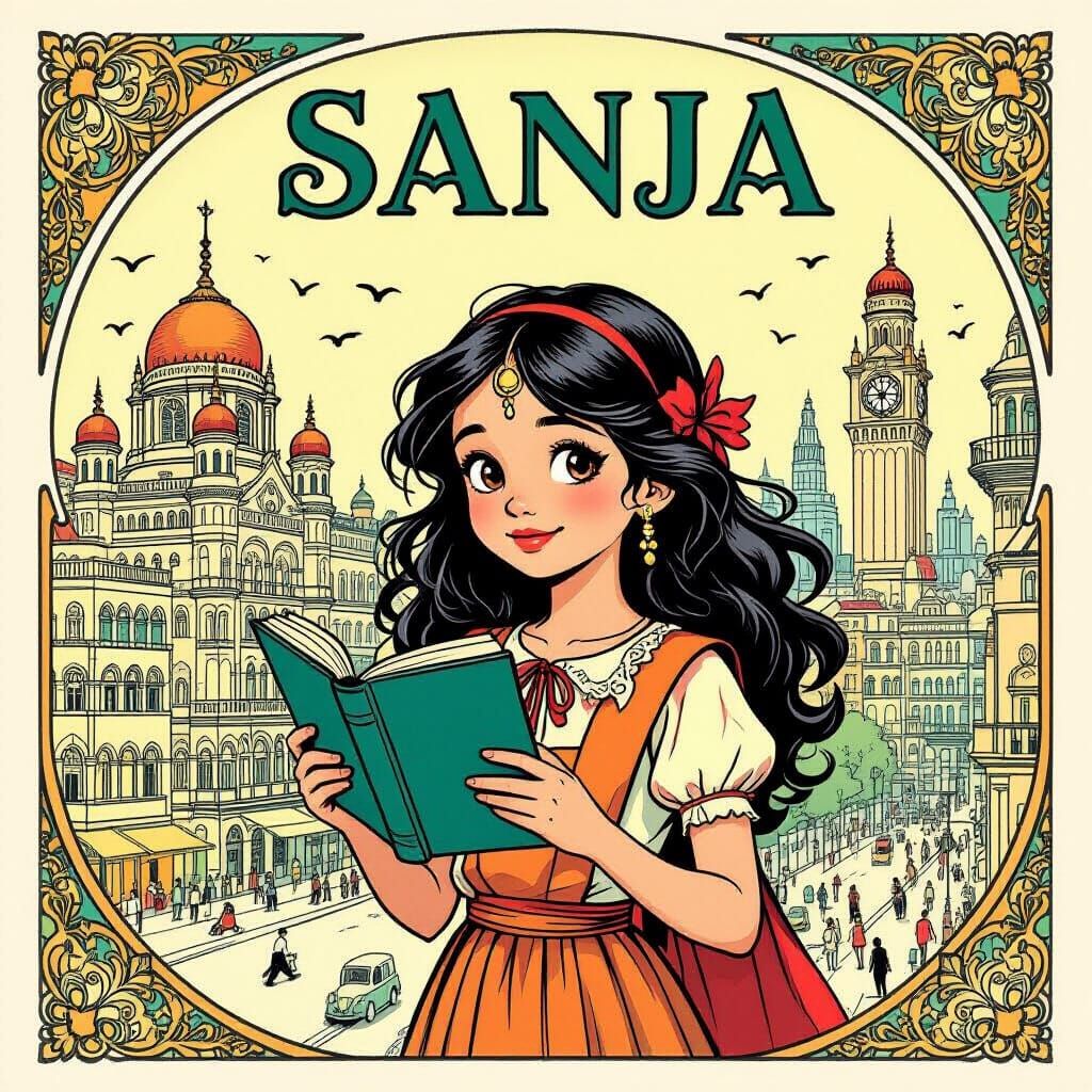 Art Nouveau Style Portrait of Sanja in Mumbai