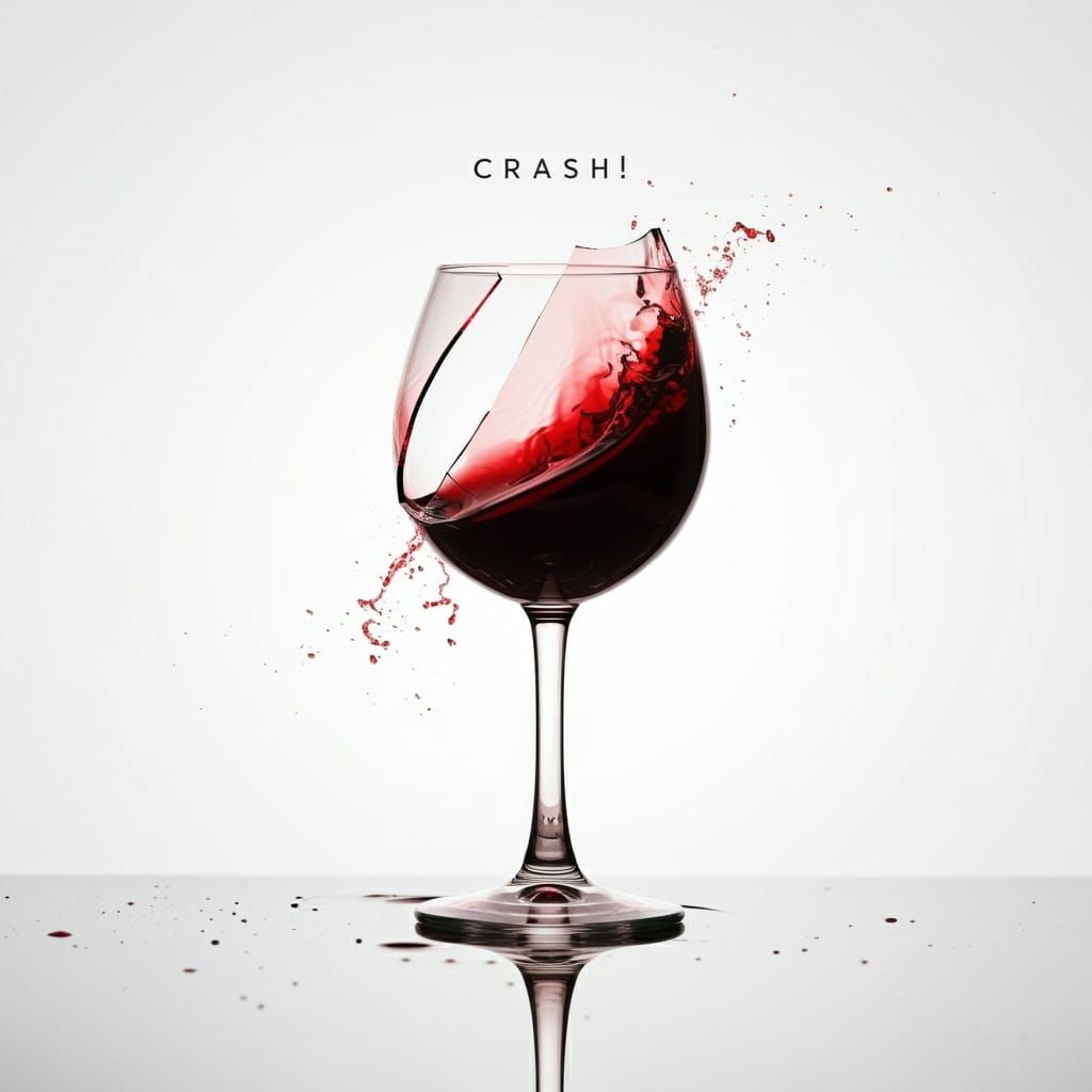 Exploding Wine Glass in Hyper-Realistic Style