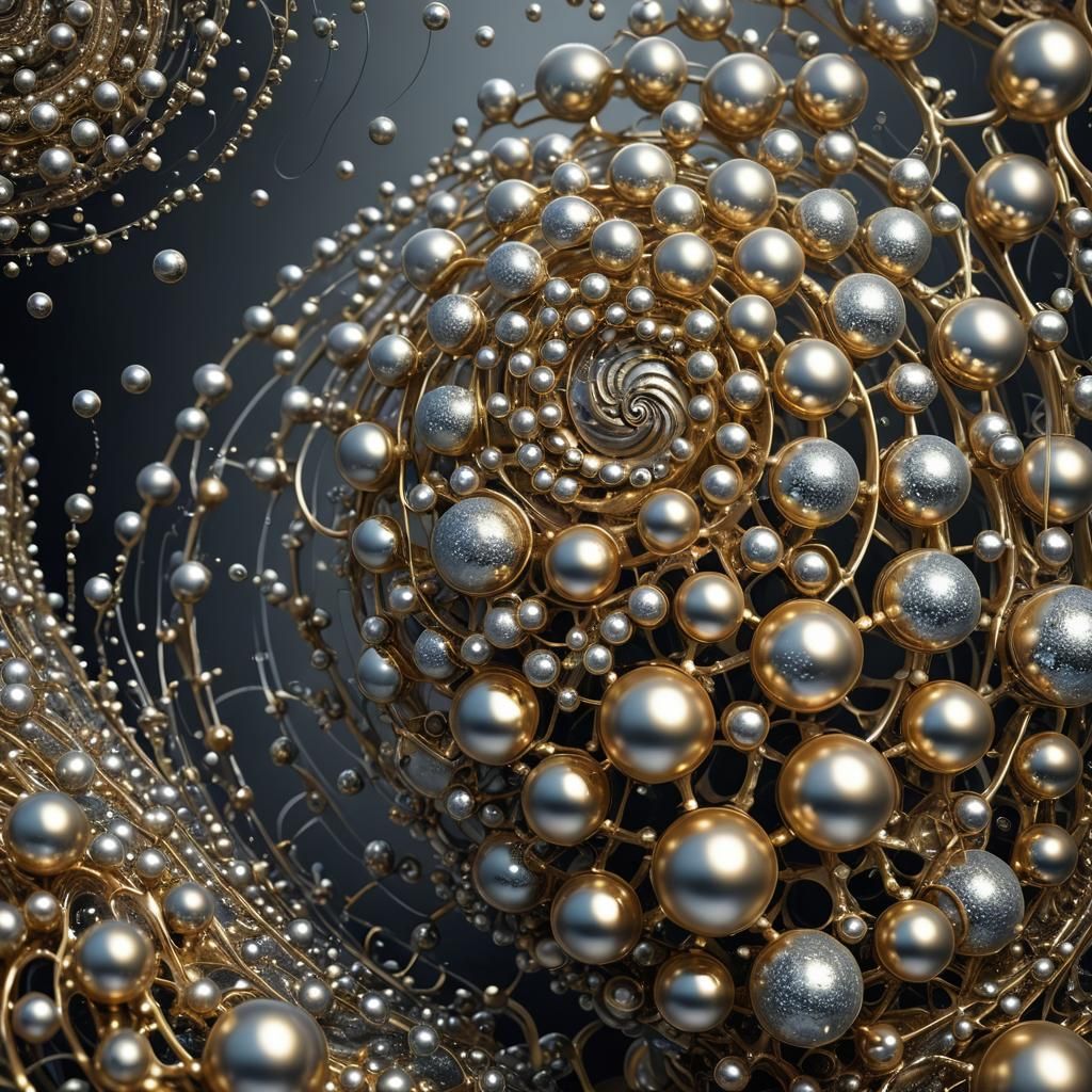 Surreal Silver Spheres Spiral in Dreamlike Digital Art