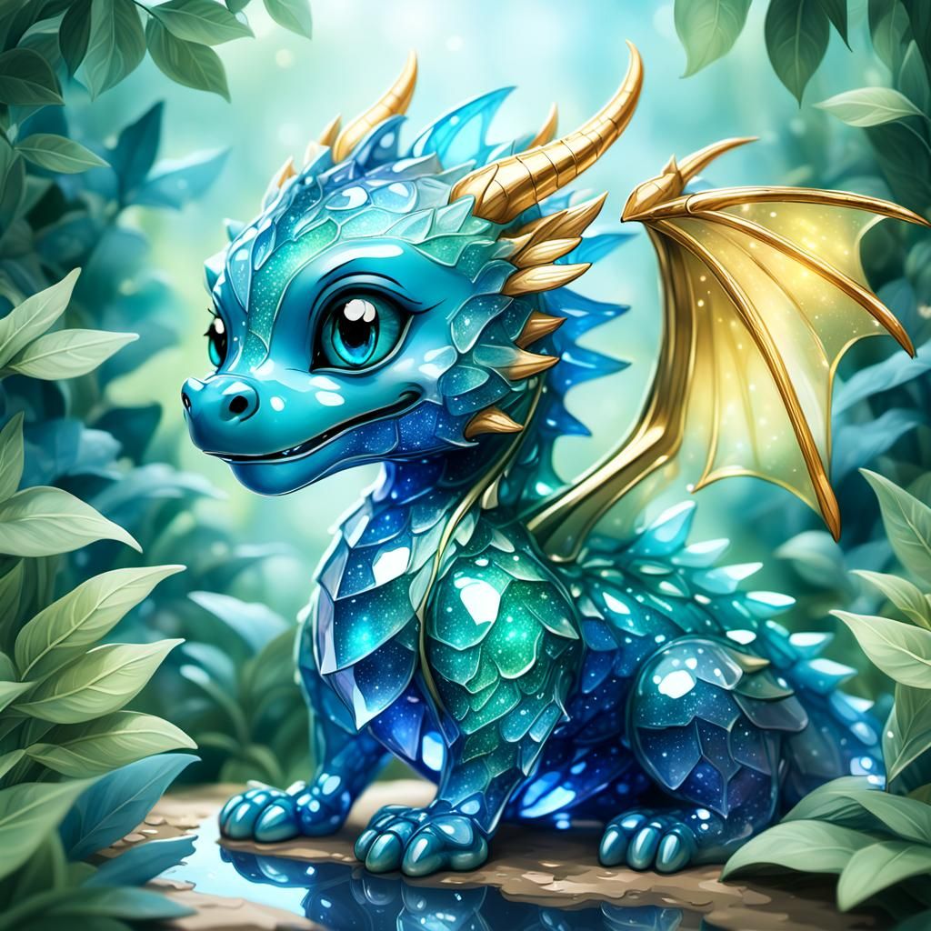 A blue crystal dragon