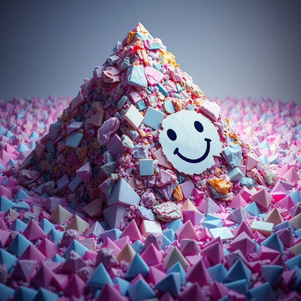 Melting Plastic Pyramid in Spotlight