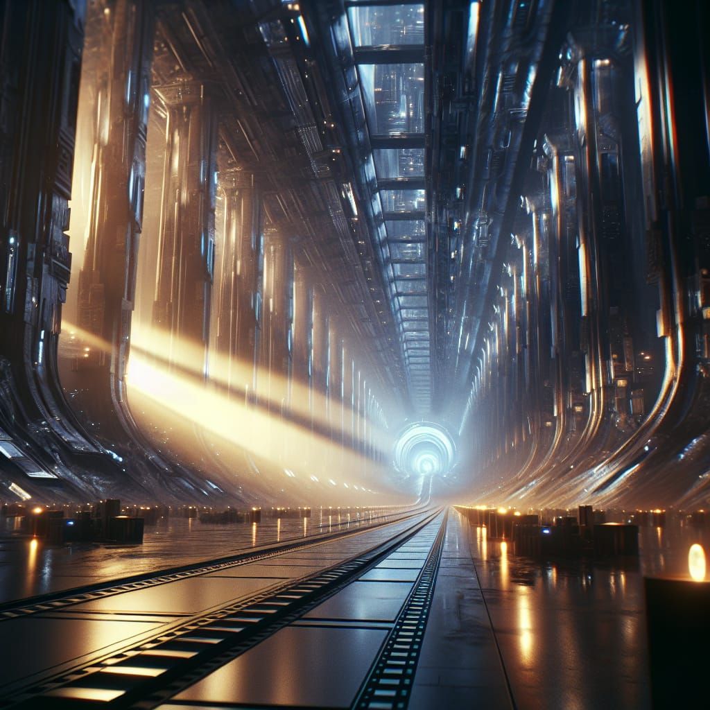 Epic Sci-Fi Underground City in Film Still Style