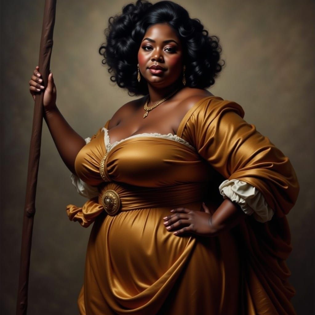 Neoclassical Female Revolutionary in Dramatic Oil Painting