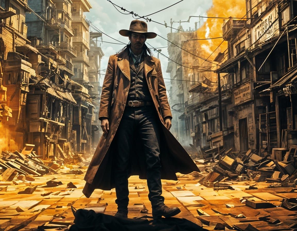 Mosaic Glass Art in Cyberpunk Western Aesthetic