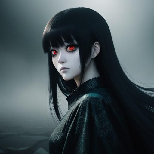 Pastel Anime Girl on Stormy Pier in Anime Style