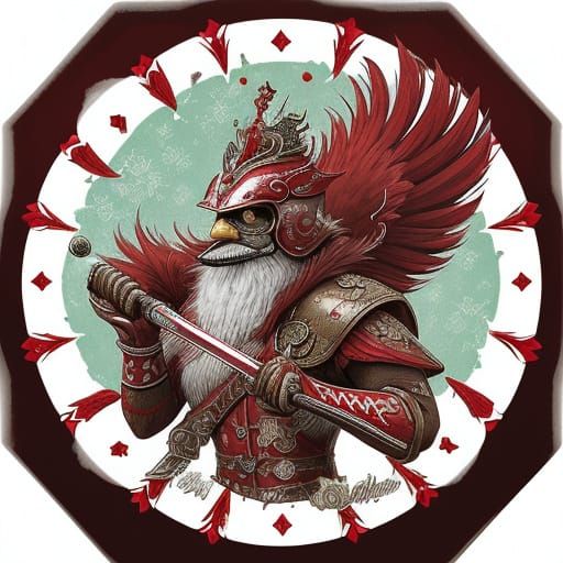 Cardinal Nutcracker Soldier with Candy Cane Sword