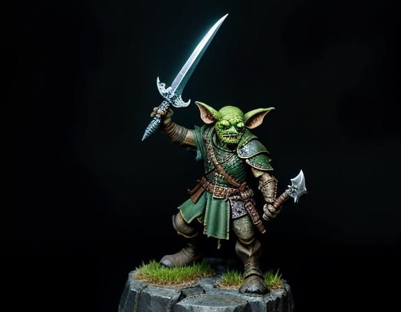 Goblin Warrior in Dimly Lit Cave