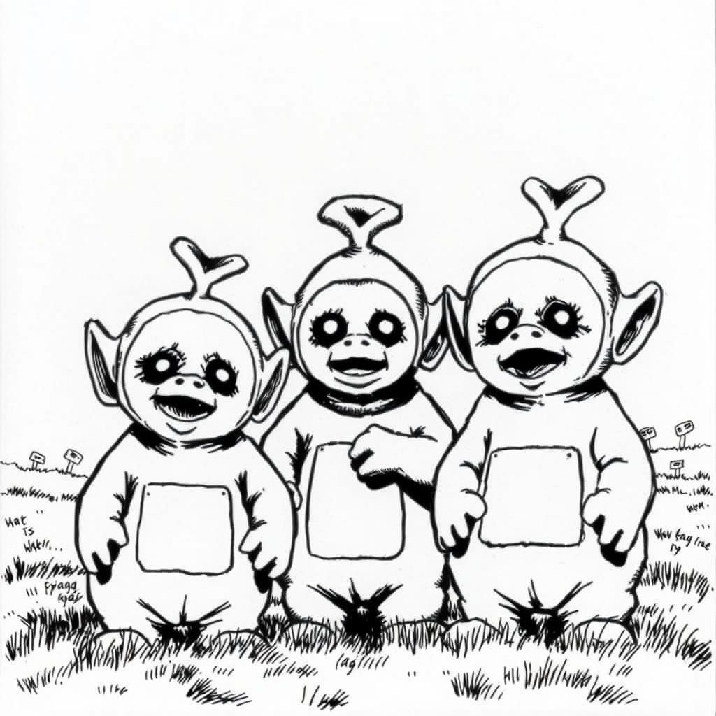 Disturbing Teletubbies in Manga Horror Style