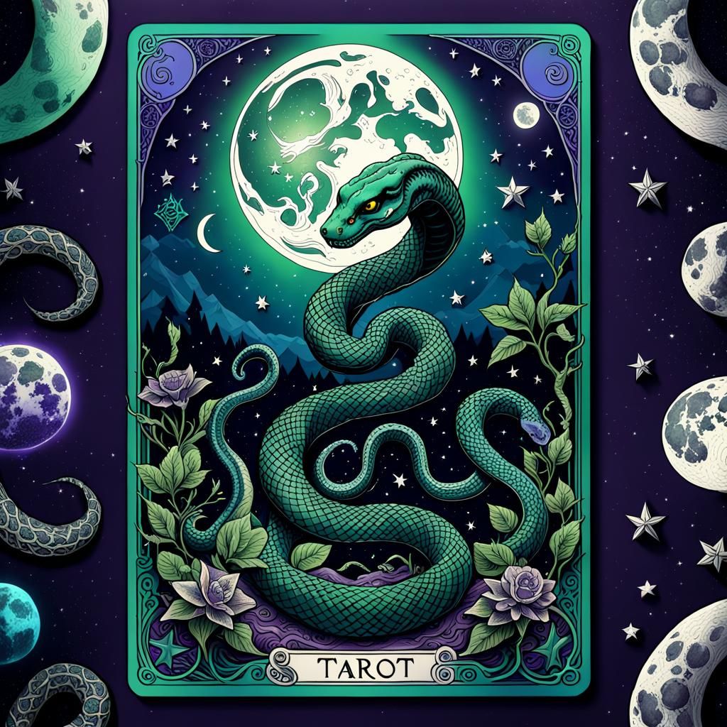 The Moon Tarot Card Tattoo Flash Art
