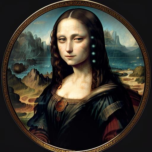 Mona Lisa as Harley Quinn in Storybook Style