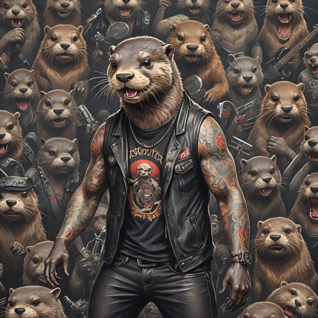 Anthropomorphic Otter at Heavy Metal Concert