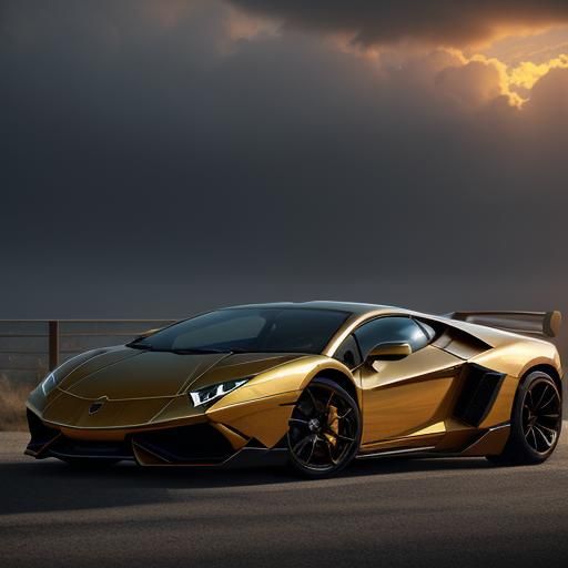 Lamborghini Sunset Landscape in Fantasy Concept Art
