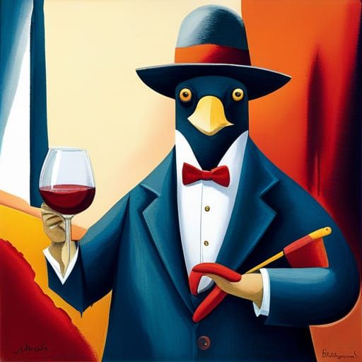 Penguin with Sombrero in Pop Art Style