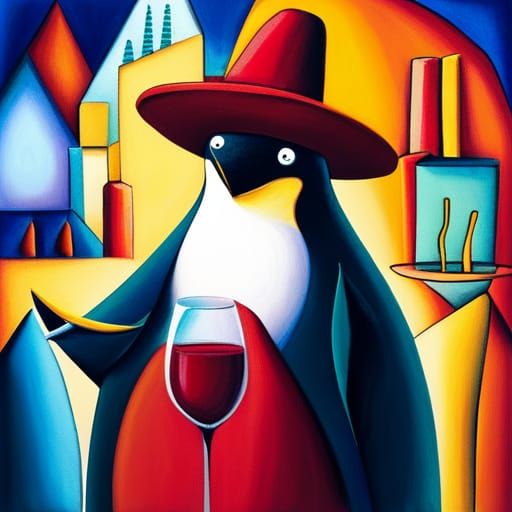 Sizzling Penguin in a Spicy Red and Yellow Palette