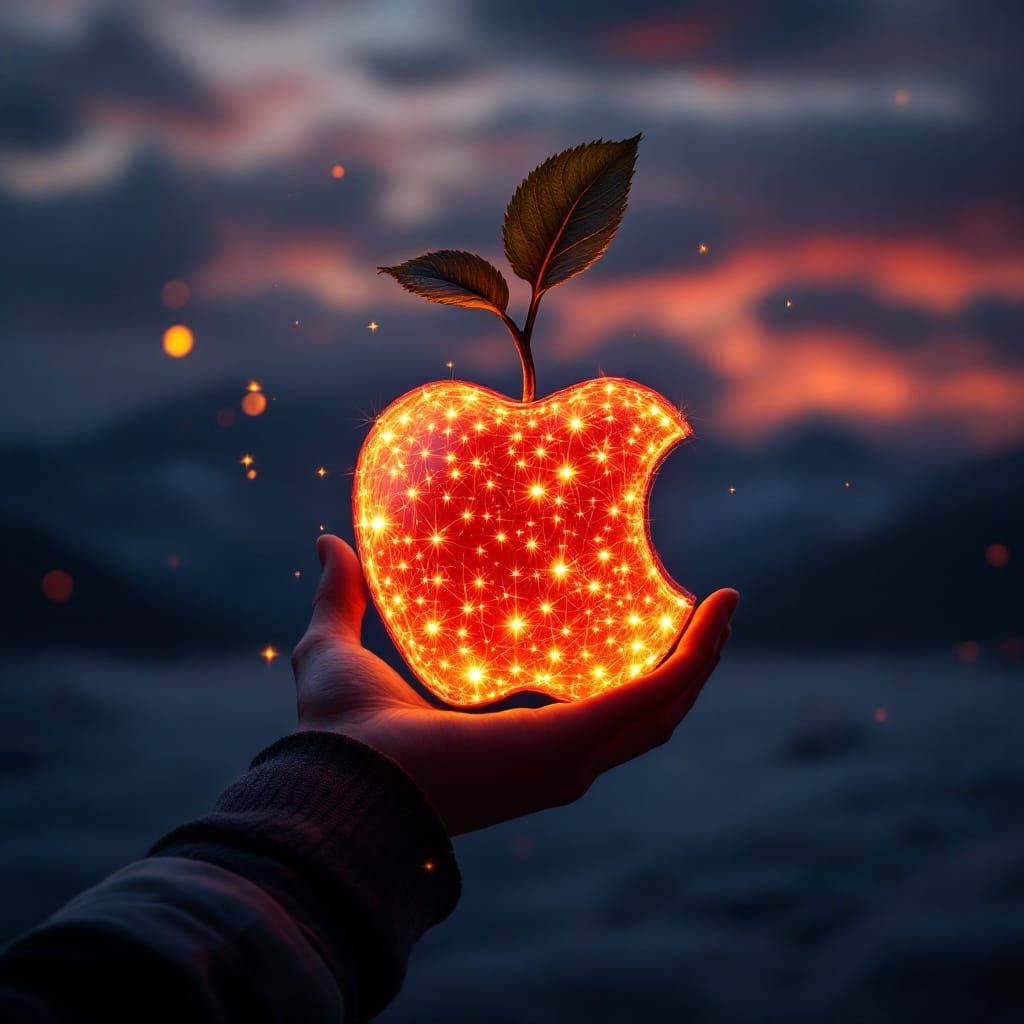 Surreal Apple Glows in Sunset Light