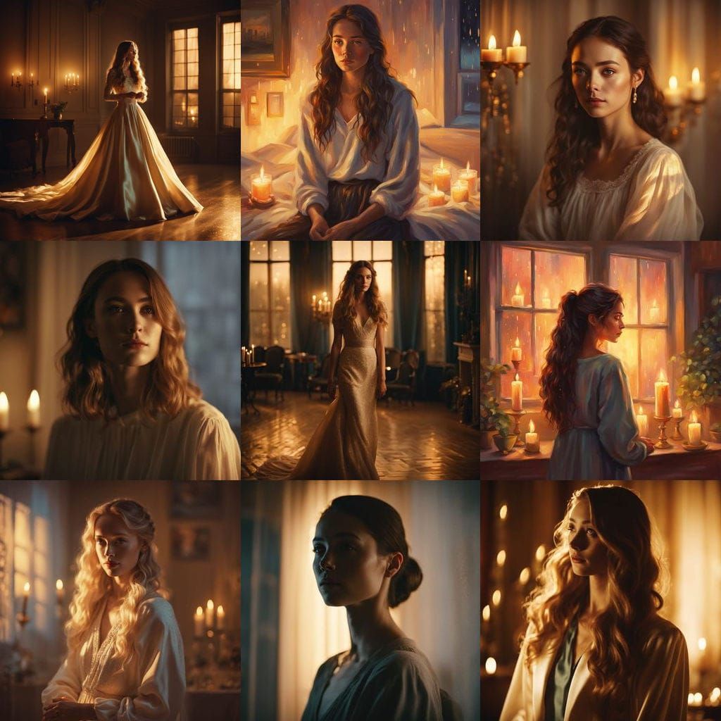 Elegant Woman in Candlelit Room