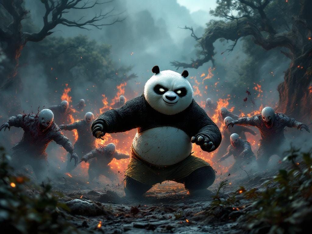 Kung Fu Panda vs Zombies in Dark Valley