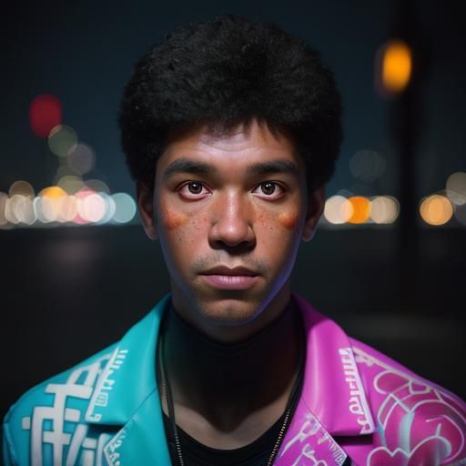 Urban Portrait with Neon Graffiti: Professional Photography