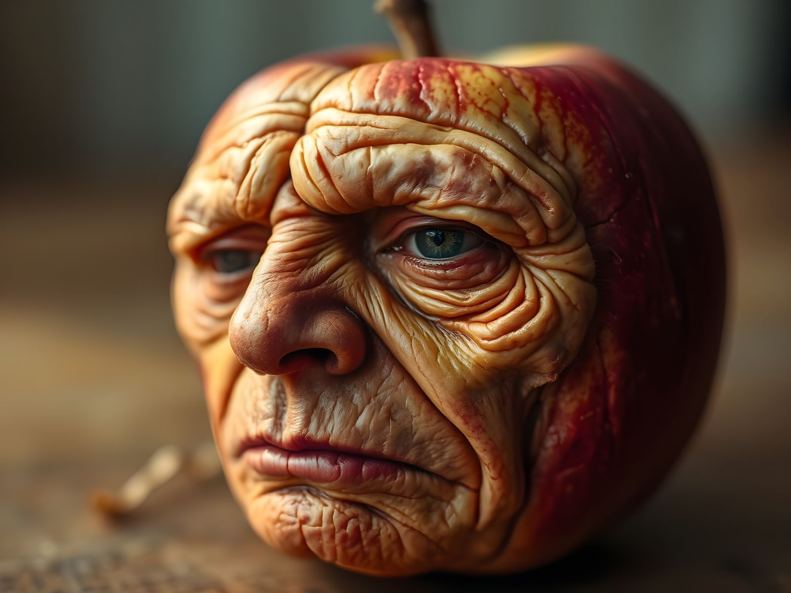 Tired Old Man in Rotting Apple
