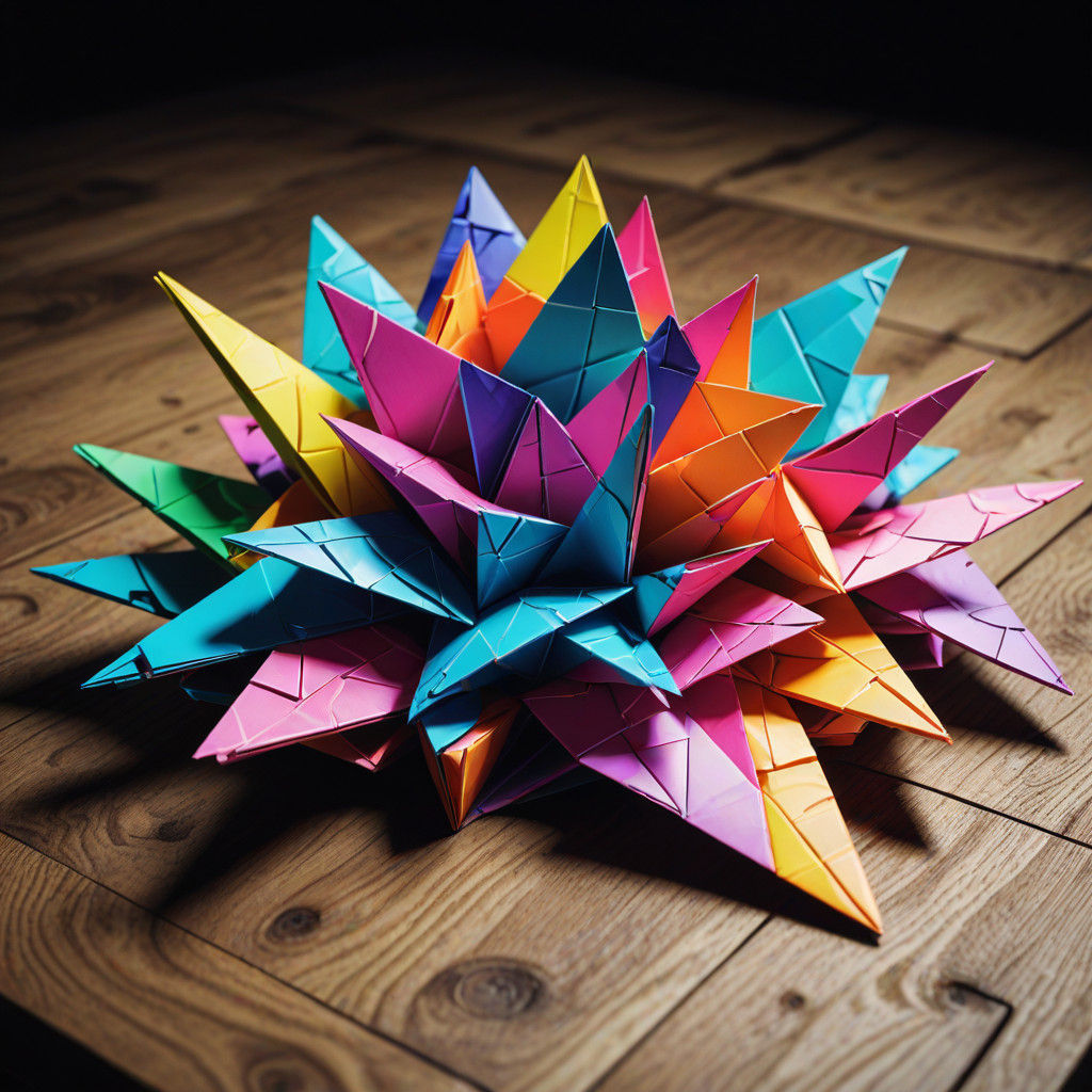 Digital Distortion Artwork: Glitchy Origami Masterpiece