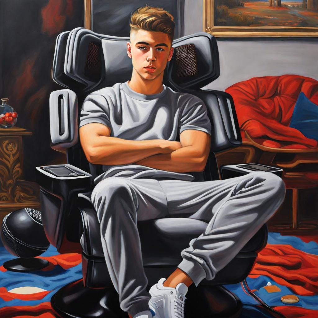 Painting of a British Lad in Gaming Chair
