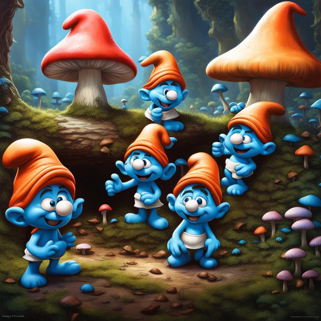 Smurfs and Gnomes Party in Mushroom Village